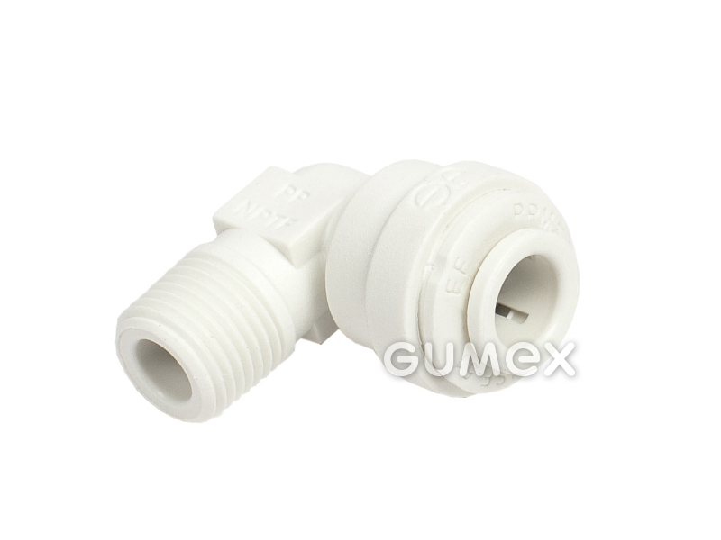L-Kupplung 90° JOHN GUEST, für Rohr 1/4", Außengewinde NPTF 1/8", 10bar, O-Ring EPDM, PP, weiß, 